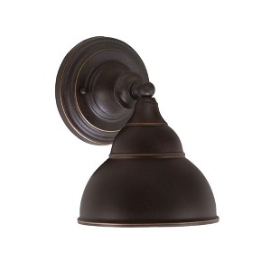 Toltec Lighting Any 1 - Light Sconce in  Dark Granite with 7" Dark Granite Double Bubble Metal Shade Shade - 1 of 1