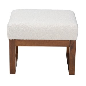 Yashiya Boucle Ottoman Footstool: Mid-Century Design, Rubberwood Frame - Baxton Studio - 1 of 4