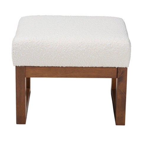 Costway Small Ottoman Footrest PU Leather Footstool Rectangular Seat Stool  White