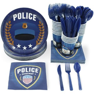 Juvale 24 Set Disposable Dinnerware Tableware for Police Party Boys Kids Birthdays - 1 of 4