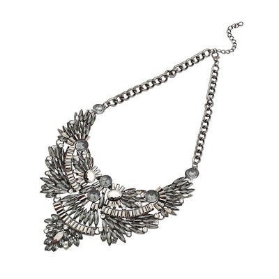 SOHI Women's Crystal Silver Party Statement Necklace