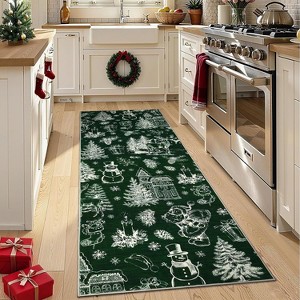 TackView Christmas Rug, Machine Washable Non-Slip Carpet, Rug Soft Low Pile Stain Resistant Throw Rugs for Living Room Hallway - 1 of 4