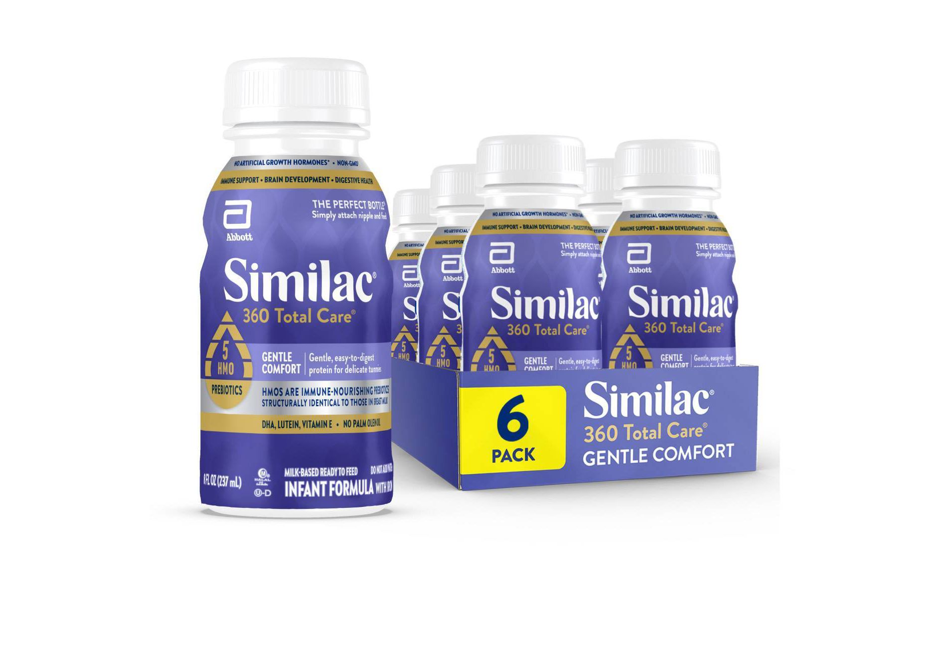 Similac Total Care Gentle Comfort Formula - 8oz/6ct: Infant, Milk-Based, Ready to Drink, Unflavored