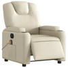 vidaXL Electric Massage Recliner Chair - Cream Faux Leather Adjustable Lounge Armchair with Cup Holders for Living Room/Office - 3 of 4