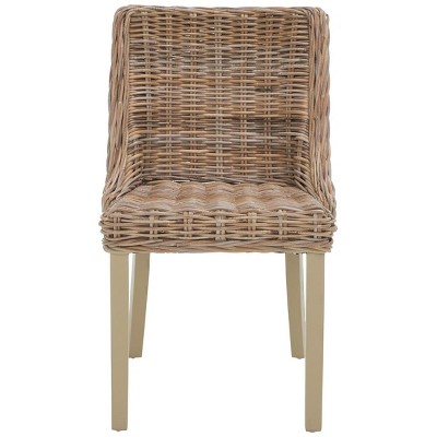 Caprice Gray Rattan and Mahogany Dining Chair Set