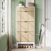 Shoe Storage Cabinet with 3 Flip Drawers, Farmhouse Fluted Shoe Organizer with Metal Legs, Freestanding Hidden Slim Narrow Shoe Rack - 3 of 4