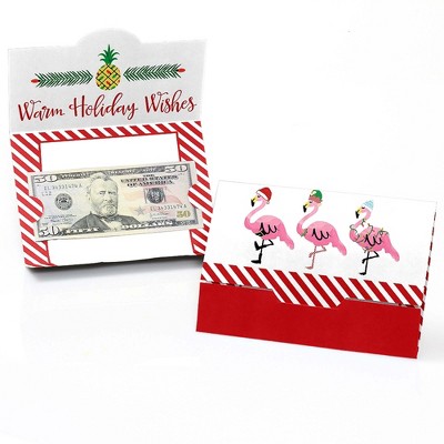 Big Dot of Happiness Flamingle Bells - Tropical Christmas Party Money and Gift Card Holders - Set of 8