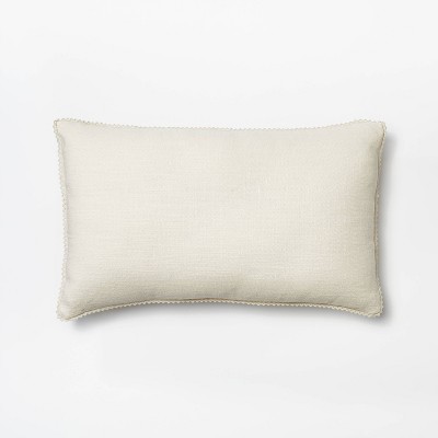 Chambray Lumbar Throw Pillow with Lace Trim Cream - Threshold™ designed with Studio McGee