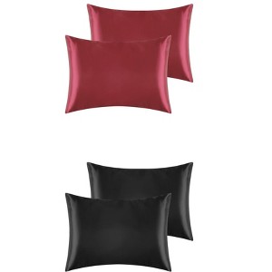 Unique Bargains Hair and Skin Envelope Closure Breathable Satin Pillowcase 4 Pcs - 1 of 4