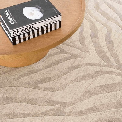 Manteca Light Gray and Taupe Zebra Print Area Rug 3'11" x 5'7"