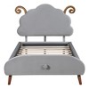 Twin Size Upholstered Platform Bed with Sheep-Shaped Headboard - 3 of 4