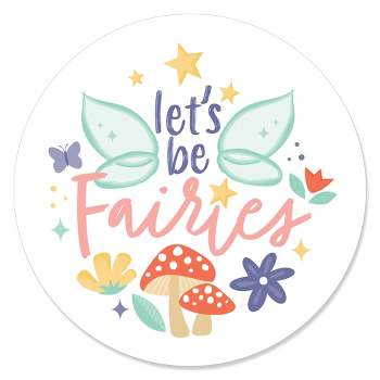 Big Dot of Happiness Let's Be Fairies - Fairy Garden Birthday Party Circle Sticker Labels - 24 Count