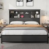 Full Size/Queen Size/King Size Bed Frame with Bookcase Headboard, Tall Wooden Bed Headboard Frame with Type-c & USB Charging Station - 3 of 4