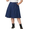 Agnes Orinda Women's Plus Size Button Down Casual A-Line Pockets Midi Jean Skirts - 2 of 4