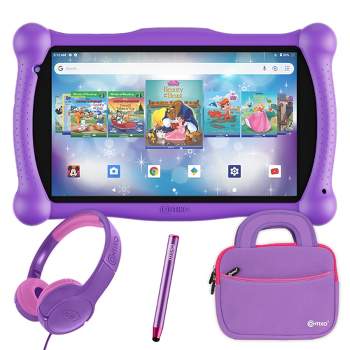 Contixo 7” Kids 16GB Tablet (2023 Model) 50 Disney E-Books HD 7”, Dual Camera, WI-FI + Child Proof Case with Kids Headphones and Tablet Bag