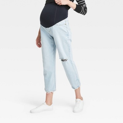 Over Belly Cropped Vintage Straight Maternity Jeans - Isabel Maternity by Ingrid & Isabel™ Light Blue