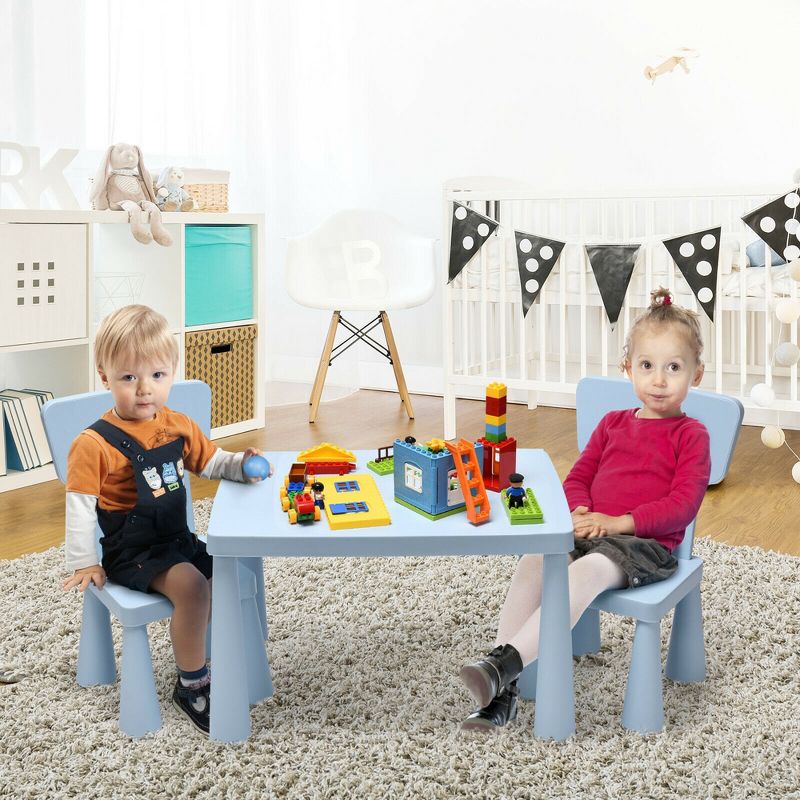 Costway Kids Table & 2 Chairs Set Toddler Activity Play Dining Study Desk Baby Gift, 3 of 13