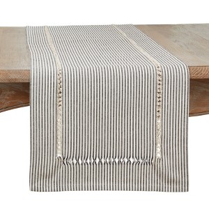 Saro Lifestyle Stripe Design Hemstitched Table Runner - 1 of 3