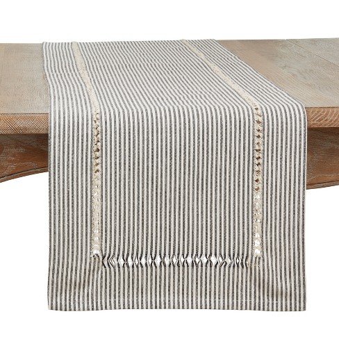 Saro Lifestyle Stripe Design Hemstitched Table Runner - image 1 of 3