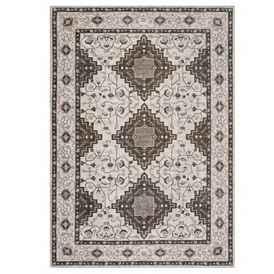 Washable Vintage Rug Non Slip Low Pile Rug Soft Throw Floor Cover Floral Foldable Indoor Carpet for Living Room Bedroom Playroom Nursery