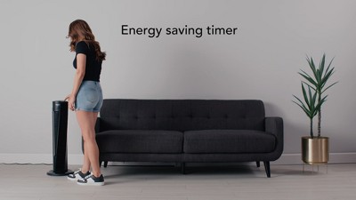 Black Remote Controlled Oscillating Tower Fan with Four Speeds