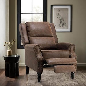 Lirago Faux Leather Pushback Recliner Chair 300lb Capacity Vintage Modern Style No Tools Assembly for Living Room Bedroom Office RV - 1 of 4