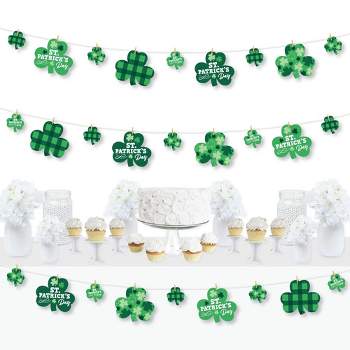 Big Dot of Happiness Shamrock St. Patrick's Day - Saint Paddy's Day Party Decorations - Clothespin Garland Banner - 44 Pieces