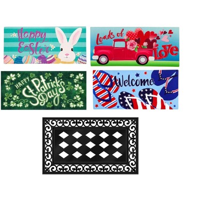 Evergreen Flag Sassafras Doormat Whimsical Spring Summer Holidays - Easter July Fourth St Patricks Day and Valentines Day - Set of 5