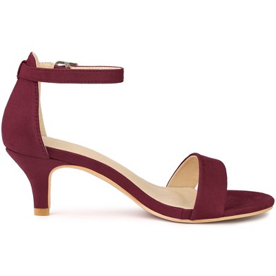 BLISSFUL STEP Women's Open Toe Ankle Strap Kitten Heels Sandals
