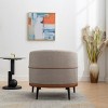 Gulches Modern Two-Tone Barrel Chair Burnt Orange Linen,PU Leather Upholstered Round Armchair with Metal Legs,330lbs - 4 of 4