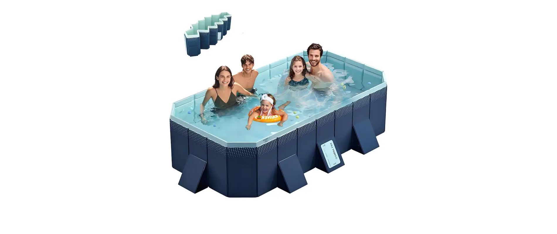 ELJGET 118in Foldable Pool, Non-Inflatable PVC Swimming Pool for Kids, Adults and Pets, Large Portable Kids Pool for Outdoor Backyard Garden