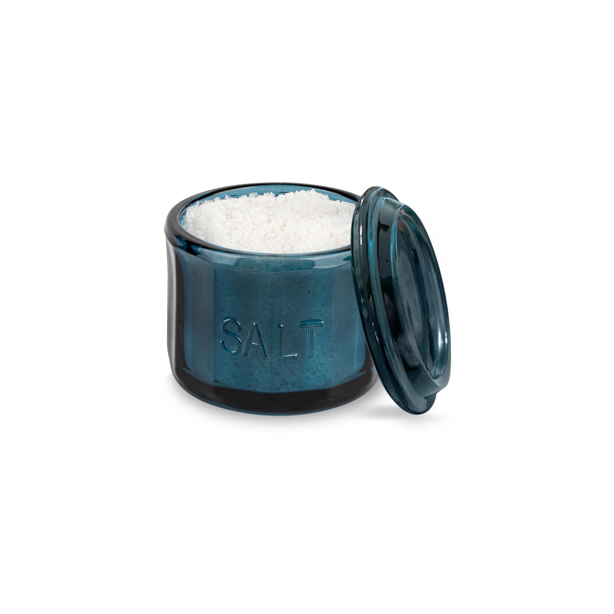 Kook Glass Salt Cellar, with Lid, 10 Oz, Navy Blue