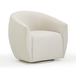 Jordan Velvet Swivel Chair Cream 32.6"W x 30"D x 29.5"H - 1 of 4