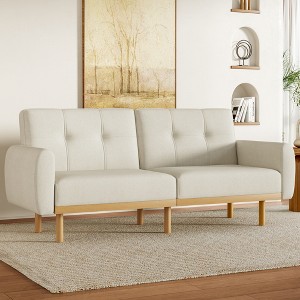 Dyonery Futon Sofa Bed, Convertible Extra Large Size Sleeper Sofa with Adjustable Backrest, Mid Century Modern Loveseat Couch - 1 of 4