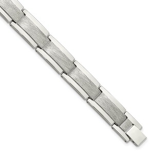 Black Bow Jewelry Men's 12.5mm Tungsten Polished & Scratch Finish Link Bracelet, 8.25 In - 1 of 4