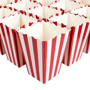 Blue Panda 100-Pack of Large Paper Popcorn Favor Boxes, Red & White Candy Holder Containers for Movie Night, Carnival Circus Party, 3.7x7.8 In - 1 of 4