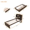 Twin/Full Size Wooden LED Platform Bed with Trundle, Storage Headboard and Drawers 4L - ModernLuxe - 4 of 4