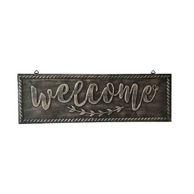 Backyard Expressions 12" Metal Welcome Sign Gray