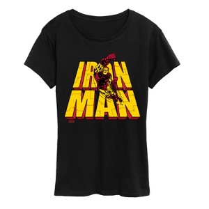 Women's - Marvel - Iron Man Stacked Name Oversized Short Sleeve Graphic T-Shirt - 1 of 4