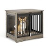 32" Dog Crate Furniture with Barn Door, Heavy Duty Wooden Dog Kennel Furniture Style Indoor Pet Cage & End Table for Small Medium Dogs - 3 of 4