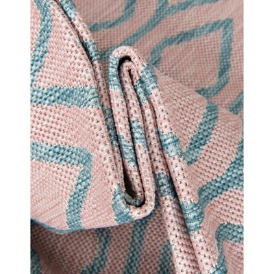 7' x 10' Pink and Aqua Synthetic Outdoor Trellis Area Rug