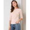 INSPIRE CHIC Women's Elbow Sleeves Boat Slim Fit Casual Stripe Animal Print Multi Floral Pattern T-Shirt - 3 of 4