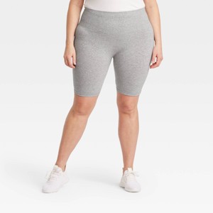 Women's High-Waist Cotton Blend Seamless 7" Inseam Bike Shorts - A New Day™ - 1 of 2