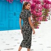 Clearlove Women's Summer Vacation Dress With Floral Short Sleeved Midi V-Neck Long Shirt Dress - 4 of 4