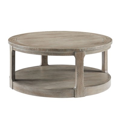 40in Large Curved 2 Tier Traditional Round Circle Wooden Center Coffee Table,with Wheels,Mid Century Table for living Room,Office,Apartment