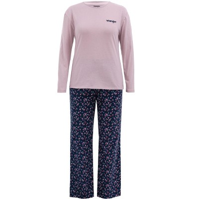 Wrangler Women's And Plus Long Sleeve Top And Flannel Bottom Pajama Set ...