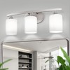 DORESshop 22 in. 3 Light Nickel Modern Cylinder Vanity Light for Bathroom, Bedroom with Curved Arms and Milk White Glass Shades - 4 of 4