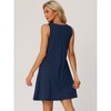 cheibear Women's V-Neck Sleeveless Pajamas Tank Dress with Pockets Nightgowns - 3 of 4