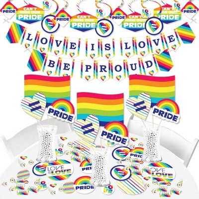 Big Dot of Happiness Love is Love - Gay Pride - LGBTQ Rainbow Party Supplies - Banner Decoration Kit - Fundle Bundle