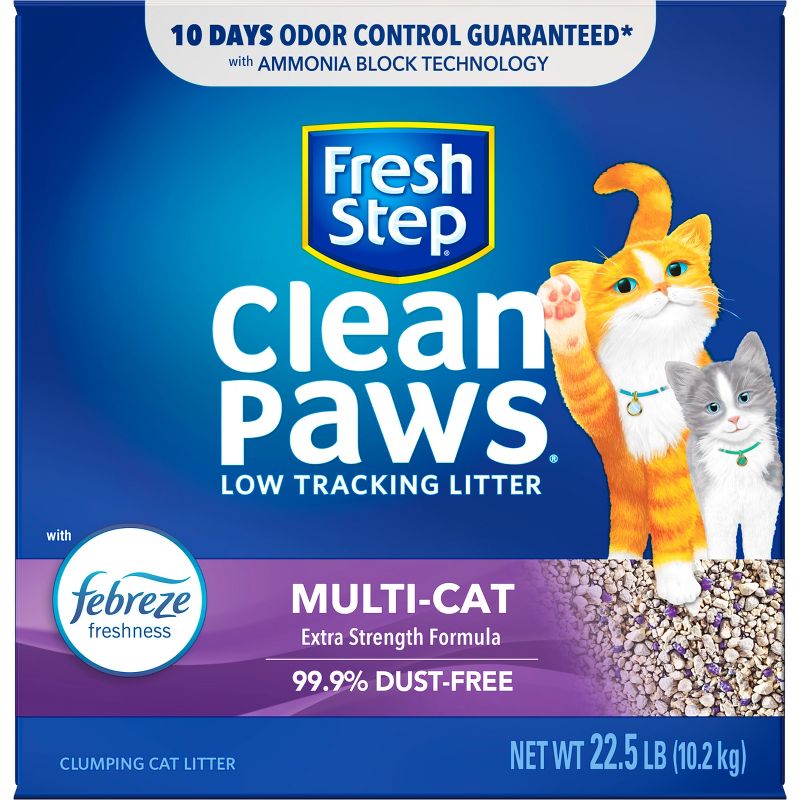 Fresh Step Clean Paws Multi-Cat with the Power of Febreze Scented Clumping Cat Litter - 22.5lbs, 6 of 16